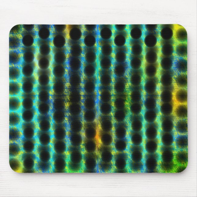 Green, black polka dots generating shapes, shadow mouse pad (Front)