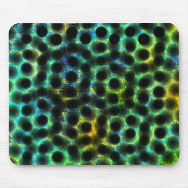 Green, black polka dots generating shapes, shadow mouse pad (Front)