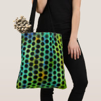 Green, black polka dots generating shapes, shadow
