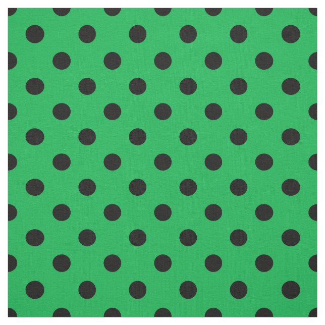 Green Black Polka Dots Textile Fabric (Swatch)