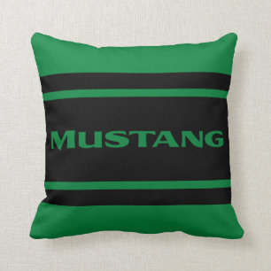 Green Black Race Stripes Muscle Car Throw Pillow