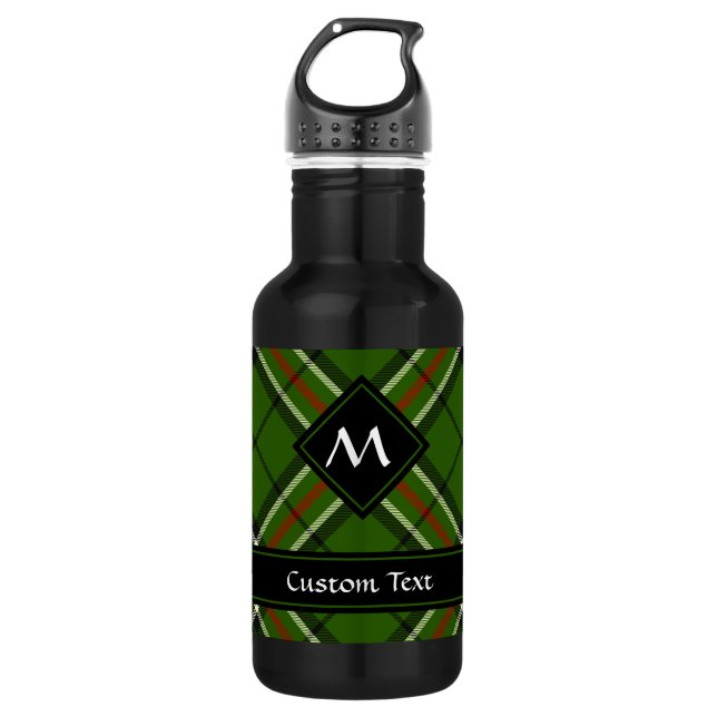 Green, Black, Red and White Tartan 532 Ml Water Bottle (Front)