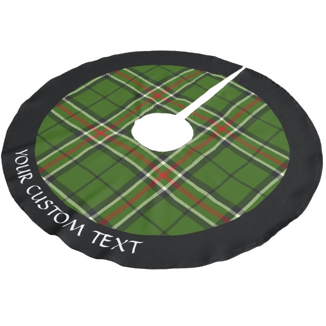 Green, Black, Red and White Tartan Brushed Polyester Tree Skirt (Angled)