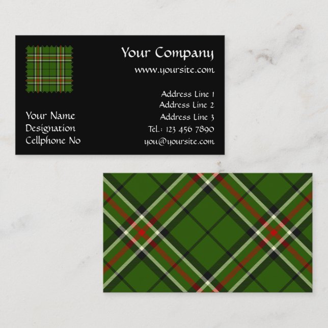 Green, Black, Red and White Tartan Business Card (Front/Back)
