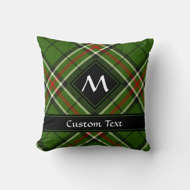 Green, Black, Red and White Tartan Cushion (Front)