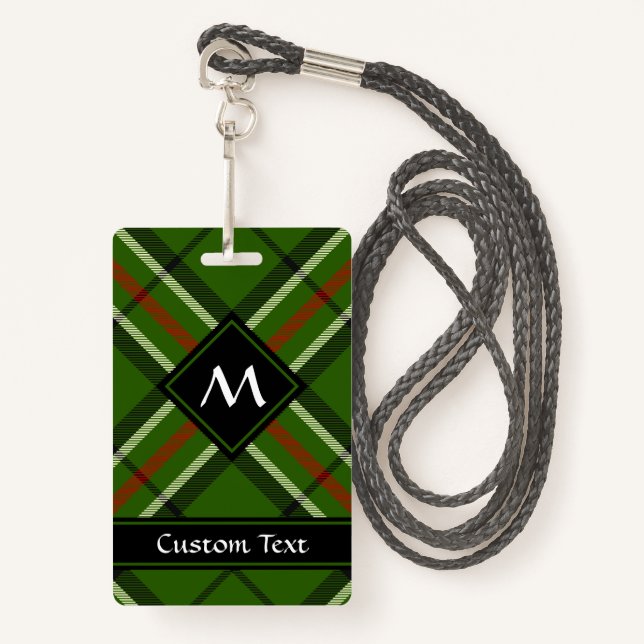 Green, Black, Red and White Tartan ID Badge (Front with Lanyard)