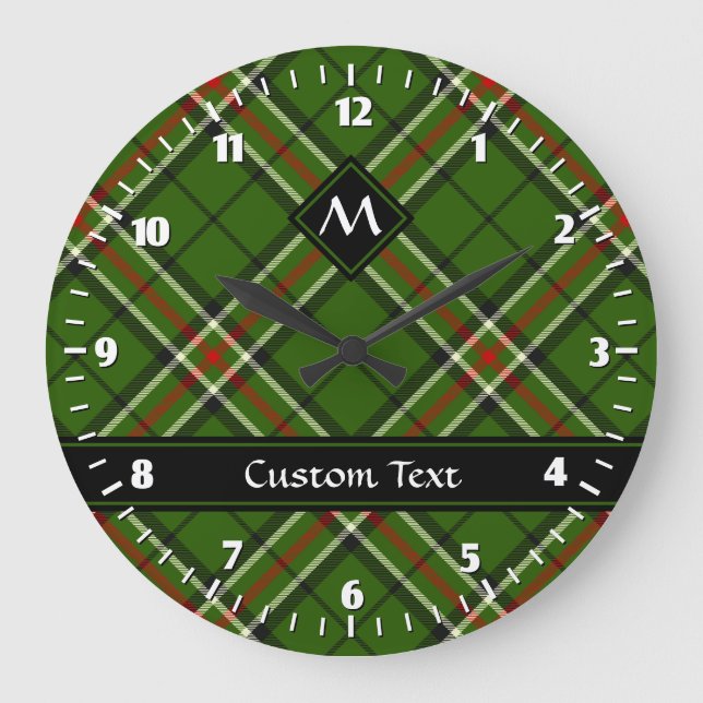 Green, Black, Red and White Tartan Large Clock (Front)