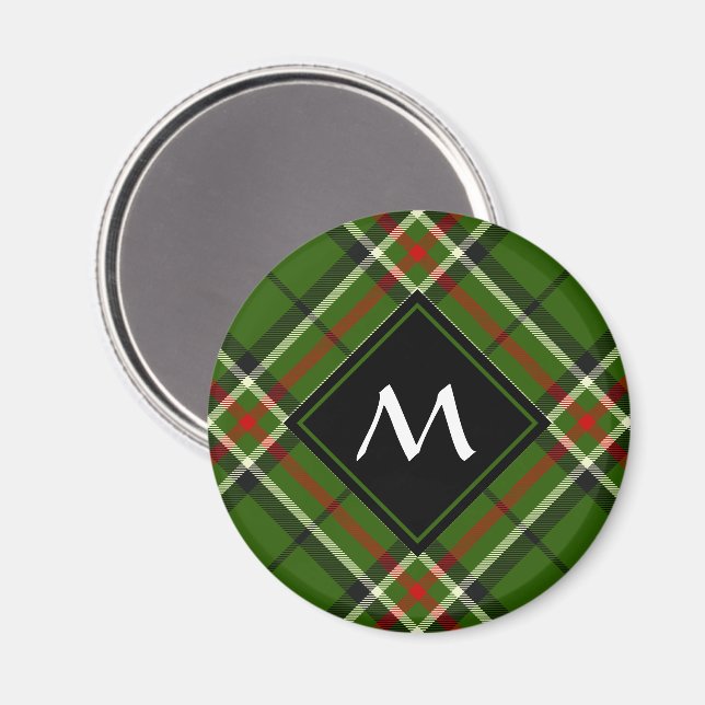 Green, Black, Red and White Tartan Magnet (Front/Back)