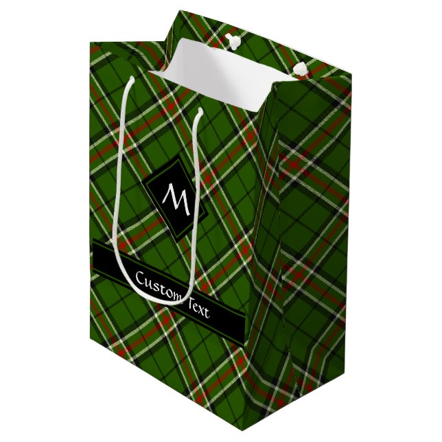 Green, Black, Red and White Tartan Medium Gift Bag (Front Angled)