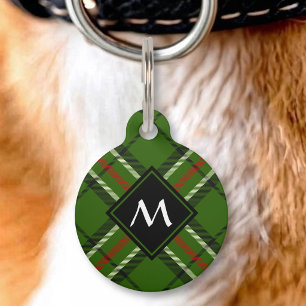 Green, Black, Red and White Tartan Pet Tag