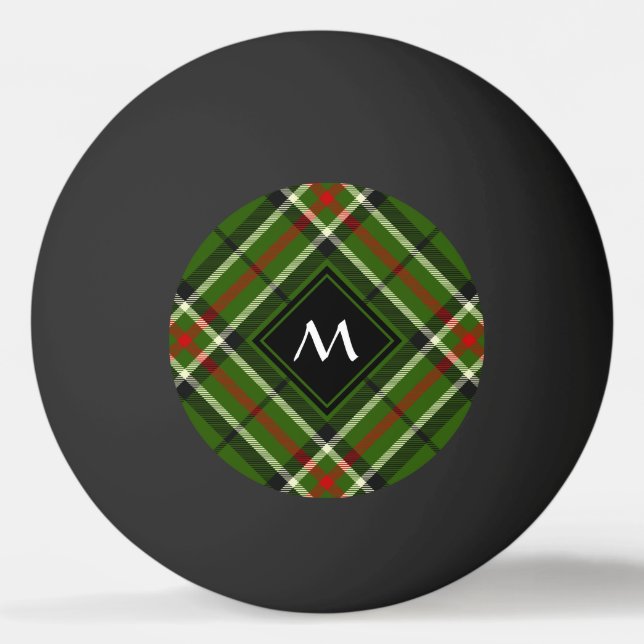Green, Black, Red and White Tartan Ping Pong Ball (Front)