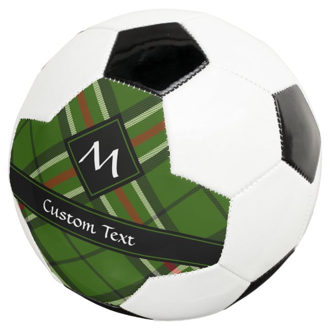 Green, Black, Red and White Tartan Soccer Ball (Three Quarter)
