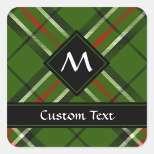 Green, Black, Red and White Tartan Square Sticker