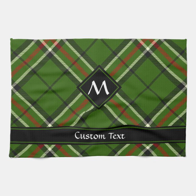 Green, Black, Red and White Tartan Tea Towel (Horizontal)
