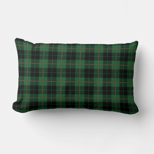 Green Black Red Watch Plaid, Tartan Plaid Lumbar Cushion (Front)