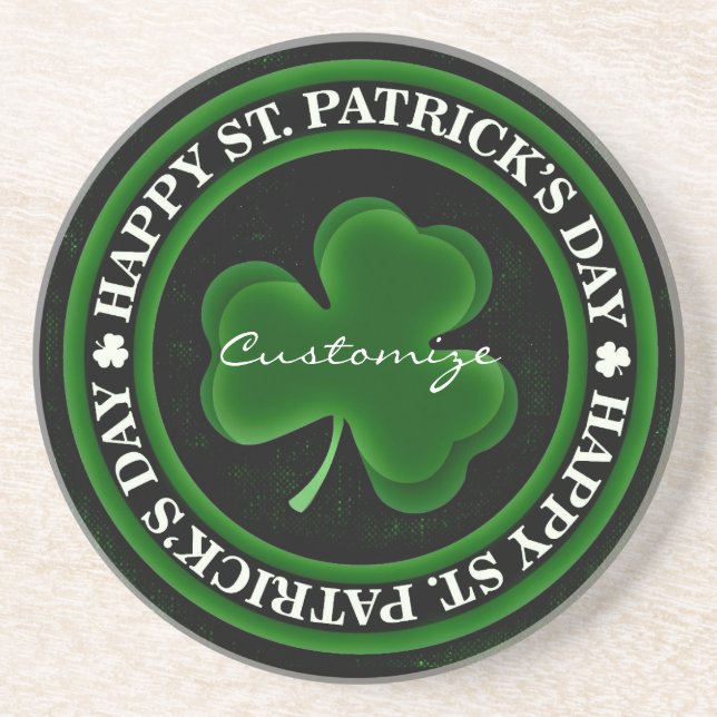 green/black Shamrock St Patrick's Day Irish Pride Coaster (Front)