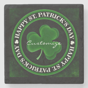 green/black Shamrock St Patrick's Day Irish Pride Stone Coaster