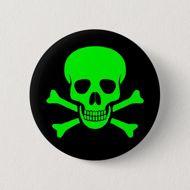 Green & Black Skull & Crossbones Button (Front)