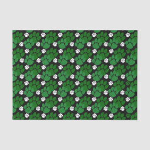 Green & Black Small Pawprints Tissue Paper