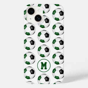 green black soccer balls pattern monogrammed Case-Mate iPhone 14 case