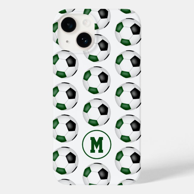 green black soccer balls pattern monogrammed Case-Mate iPhone case (Back)