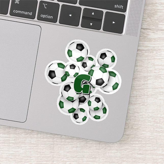 green black soccer balls sticker with monogram (Detail)