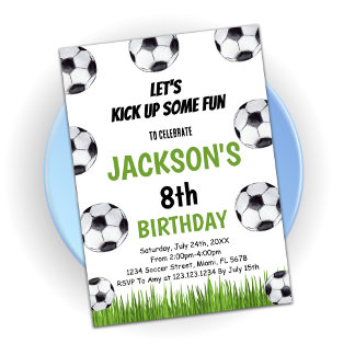 Green & Black Soccer Birthday Invitation