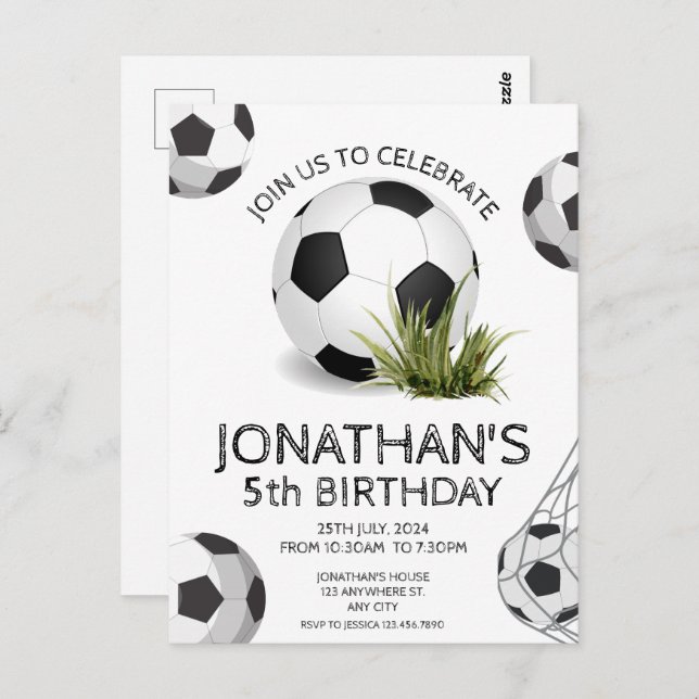 Green Black Soccer Birthday  Postcard (Front/Back)