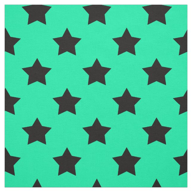Green Black Stars Pattern Decorative Textile Fabric (Swatch)