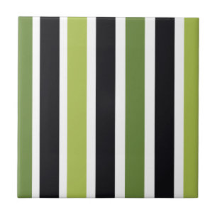 Green Black Stripes Ceramic Tile