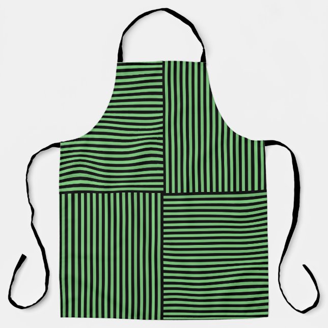 Green Black Stripes Pattern Apron (Front)