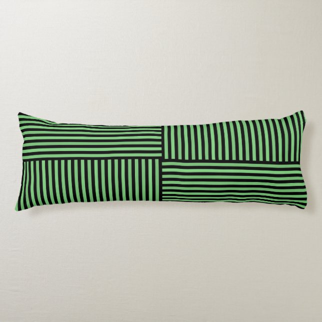 Green Black Stripes Pattern Body Cushion (Front)