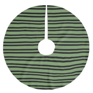 Green Black Stripes Pattern Brushed Polyester Tree Skirt