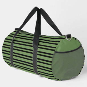 Green Black Stripes Pattern Large Duffle Bag