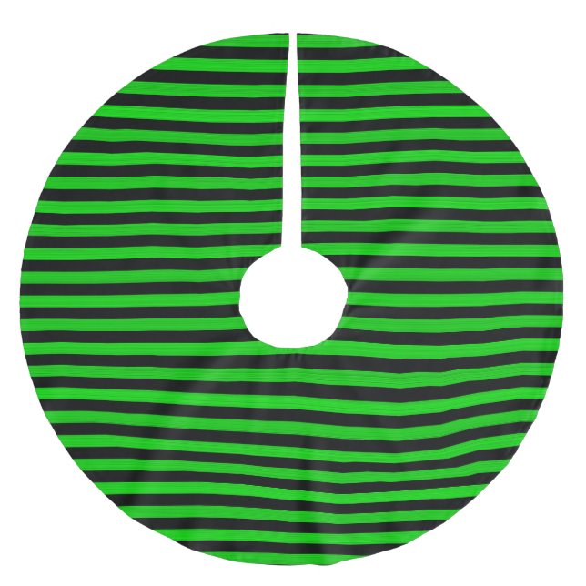 Green Black Stripes Seamless Pattern Brushed Polyester Tree Skirt (Front)