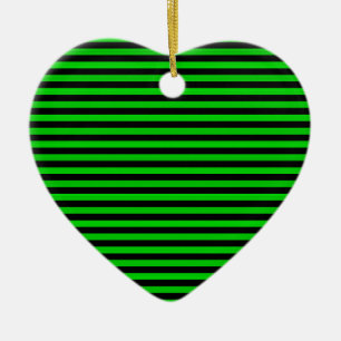 Green Black Stripes Seamless Pattern Ceramic Ornament