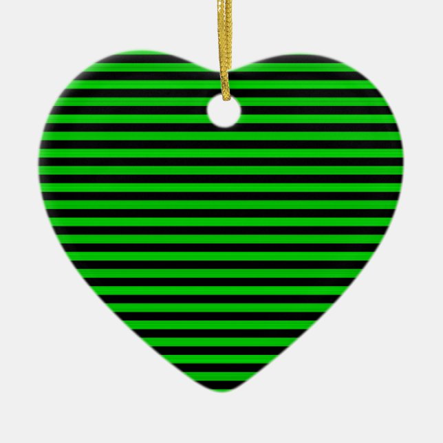 Green Black Stripes Seamless Pattern Ceramic Ornament (Front)