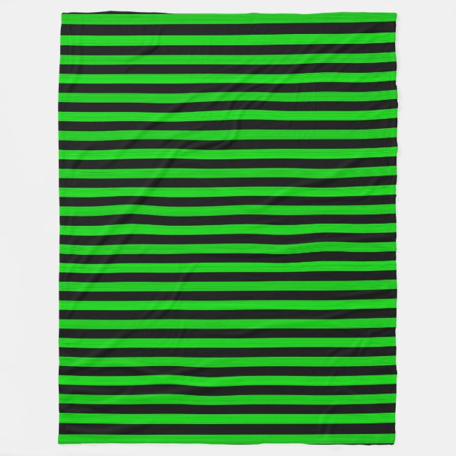 Green Black Stripes Seamless Pattern Fleece Blanket (Front)