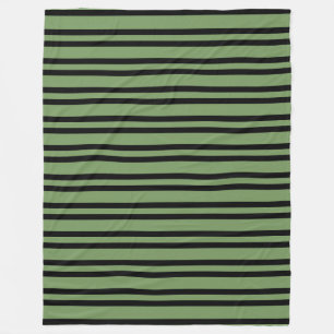 Green Black Stripes Seamless Pattern Fleece Blanket
