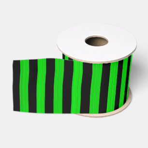Green Black Stripes Seamless Pattern Grosgrain Ribbon