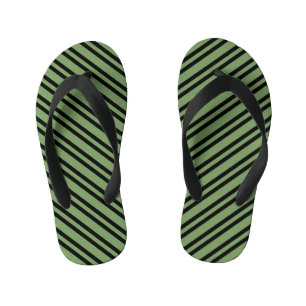 Green Black Stripes Seamless Pattern Kid's Thongs