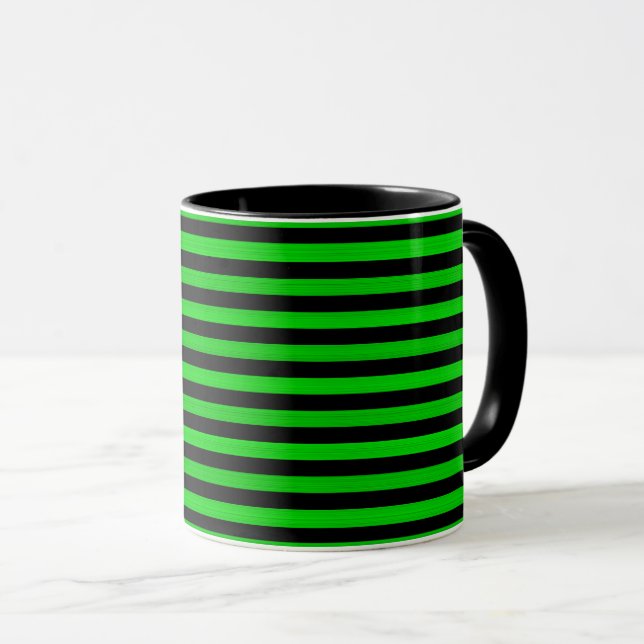 Green Black Stripes Seamless Pattern Mug (Front Right)