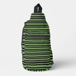 Green Black Stripes Seamless Pattern Sling Bag