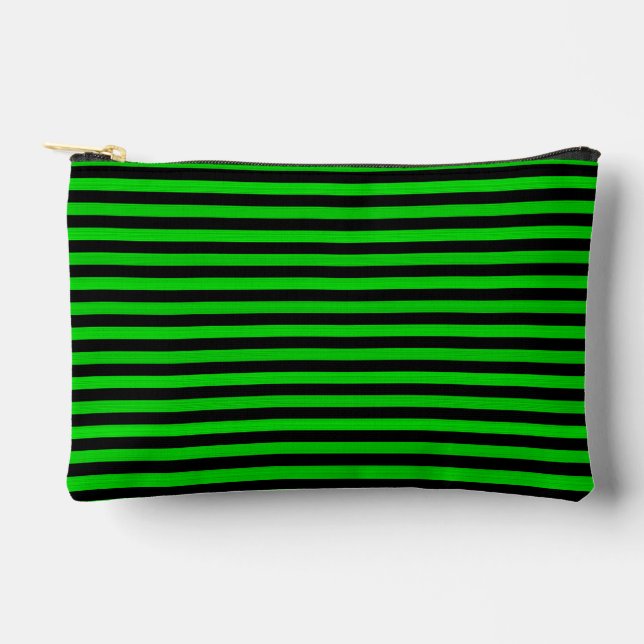 Green Black Stripes Seamless Pattern Small Accessory Pouch (Front)