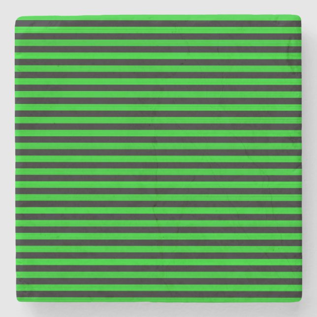 Green Black Stripes Seamless Pattern Stone Coaster (Front)