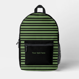 Green Black Stripes Seamless Personalise Pattern Printed Backpack