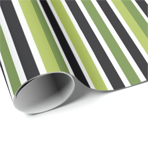 Green Black Stripes Wrapping Paper