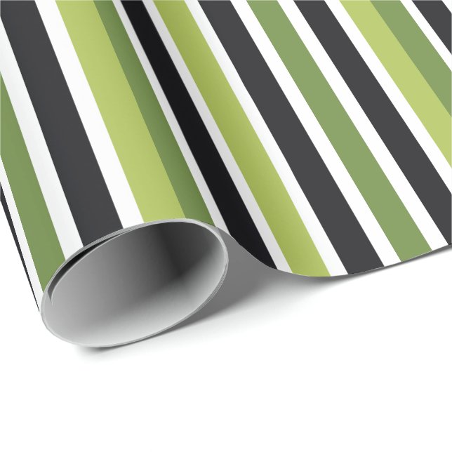 Green Black Stripes Wrapping Paper (Roll Corner)