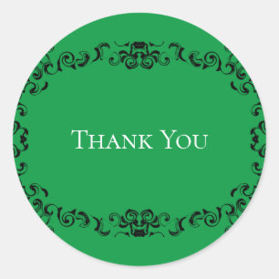 Green & Black Swirl Gothic Wedding Classic Round Sticker