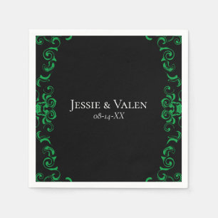 Green & Black Swirl Gothic Wedding Napkin